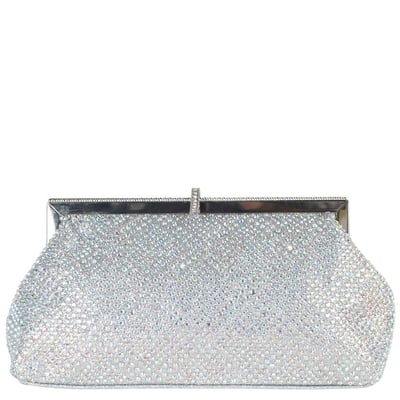 شنطة سهرة نسائية لون ABسلفر بتصميم أنيق مرصّع بخرز لامع