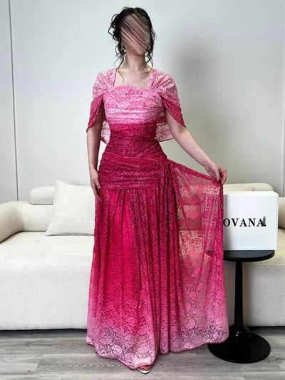 فستان رنان وردي 