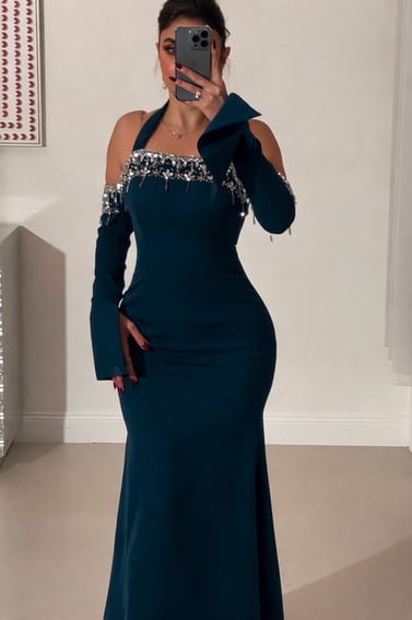 فستان سهره مزين بكرستال 