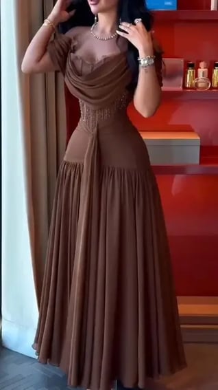 فستان سهره شيفون دبل كلوش 