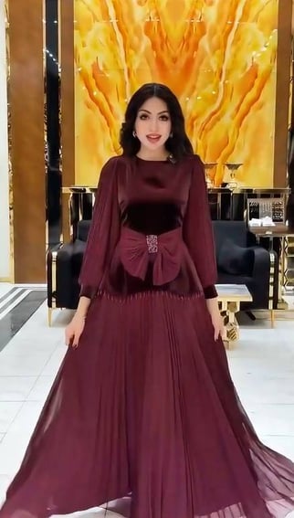 فستان سهره مخمل مع شيفون 