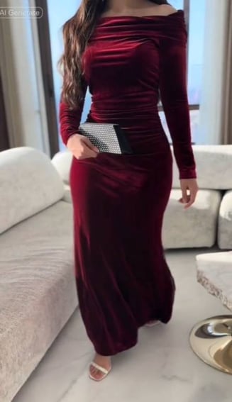 فستان شتوي مخمل ناعم
