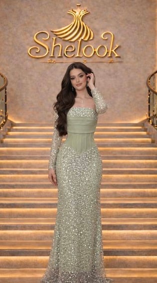 فستان سهره للون تفاحي