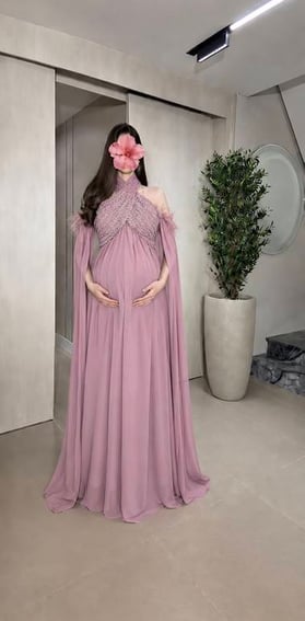 فستان حوامل جديد بنمط لف رقبه