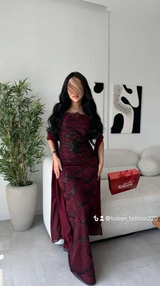 فستان سهره عنابي