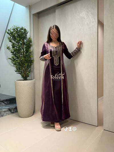 جلابيه اماراتيه قطعتين/ موف