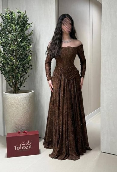 فستان لوزان/ بني لمعه