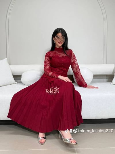 فستان سهرة عنابي ميد