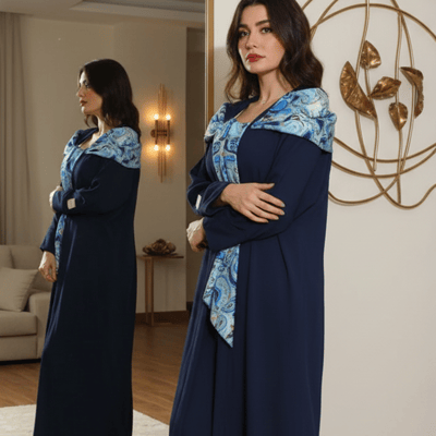 عباية بشت عصرية بجيوب وإسكارف أنيق متعدد الاستخدام