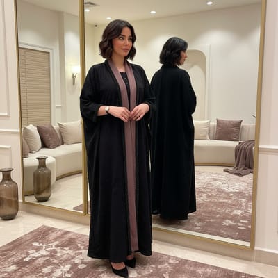 عباية قصة بشت مع اضافة اللولو من الأمام وع الكم