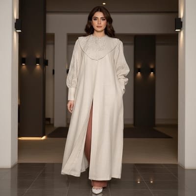 كارديغان لينن صيفي طويل بتفاصيل مطرزة يدوياً