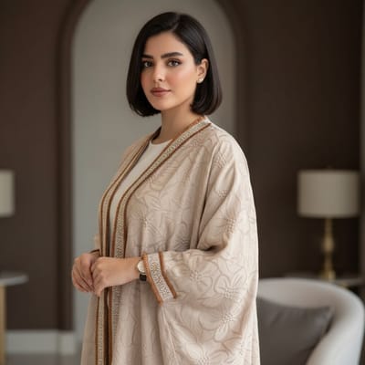 عباية بشت بيج مع لولو على الأمام والأكمام
