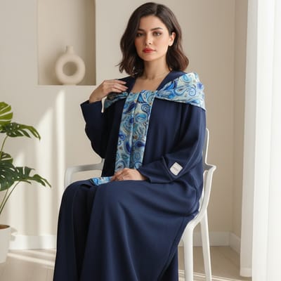 عباية بشت عصرية بجيوب وإسكارف أنيق متعدد الاستخدام