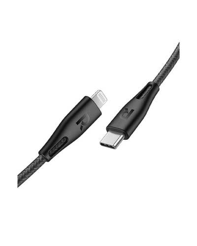كيبل راف باور USB-C إلى لايتنينق قماش - أسود