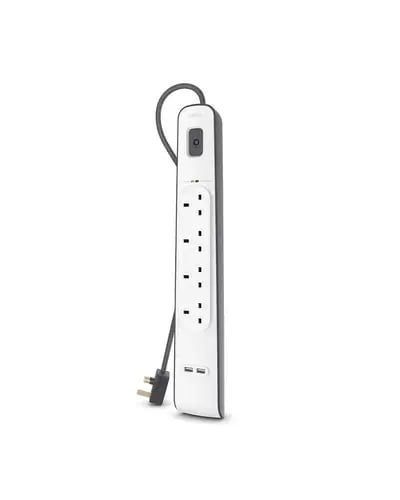 بلكن - توصيلة كهرباء بلكن 4 فتحات + منفذين USB بطول 2 متر 