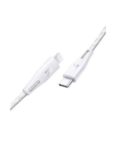 كيبل راف باور USB-C إلى لايتنينق قماش - أبيض 2 متر