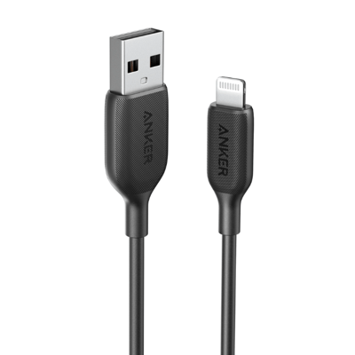 كيبل ايفون من أنكر USB لايتنيج جلد 1متر أسود 
