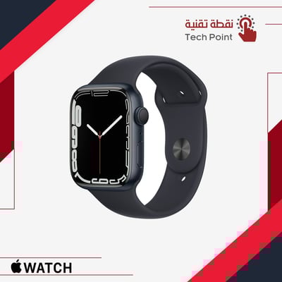 ساعة ابل الجيل السابع  - نظام تحديد المواقع بهيكل ألمنيوم وتصميم عصري و بالوانها المميزة  (Midnight / Starlight)
