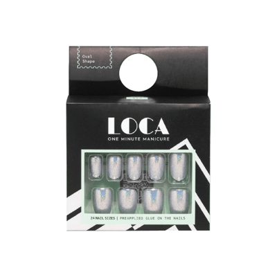 Loca Nails silver glitter oval shape (3)