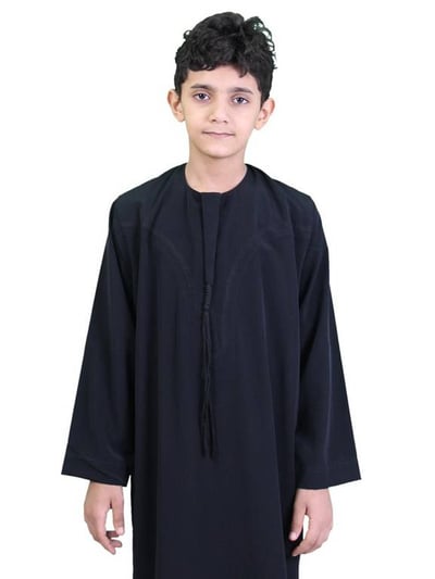 ثوب بوليستر عماني شبابي اسود