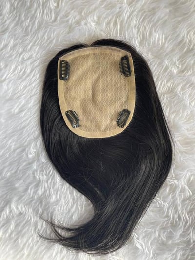 تغطية شعر أمامية للنساء شعر طبيعي 100% فروة حرير 14*15 سم