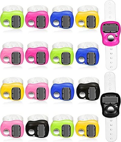 50 حبة خاتم تسبيح إلكتروني بشاشة رقمية ال سي دي, عداد متعدد الألوان