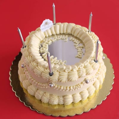 White Candle Mirror Cake