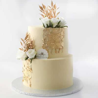  Golden  Wedding Cake two layers
