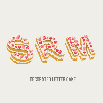 Cream decorated letter cake   