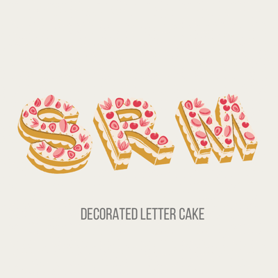 Sugar decorated letter cake