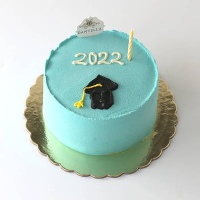 blue baby Graduation Cake