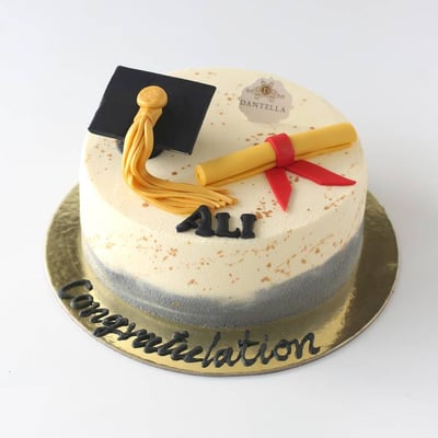 Gray Graduation Cake