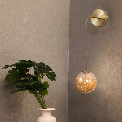 انارة جدارية ذهبي بنقاط LED مع زجاج شفاف