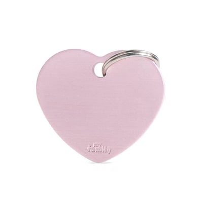 ميدالية ماي فاميلي قلادة قلب كبير من الالومنيوم الوردي