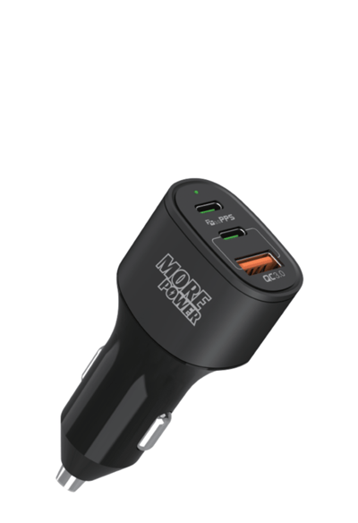 فيش سيارة 3منافذ 60واط pd , usb من more power