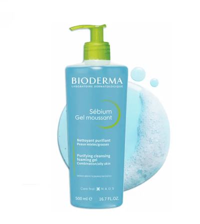 Bioderma Sebium Foaming Cleansing and Purifying Gel for Oily and Combination Skin - 500 ml.