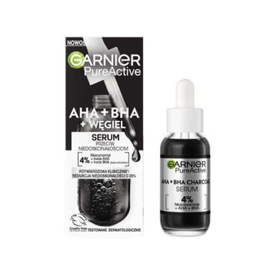 Garnier Pure Active AHA + BHA Charcoal Serum - 30ml