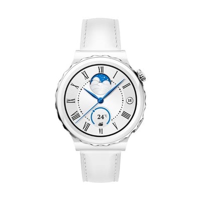 ساعة هواوي جي تي 3 برو ابيض جلد | 43mm HUAWEI WATCH GT 3 Pro White 