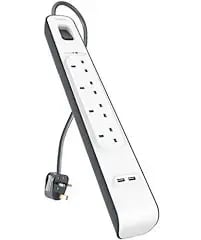 توصيلة بيلكن الاصلية 4 منافذ شحن و 2.4امبير 2 منافذ USB بطول 2 متر