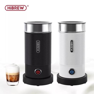 صانعة رغوة الحليب 3 في 1 من HiBREW، لصنع حليب ساخن/بارد مع رغوة بشكل أوتوماتيكي لتحضير لاتيه، كابتشينو، شوكولاته - ضمان يُســر الذهبي