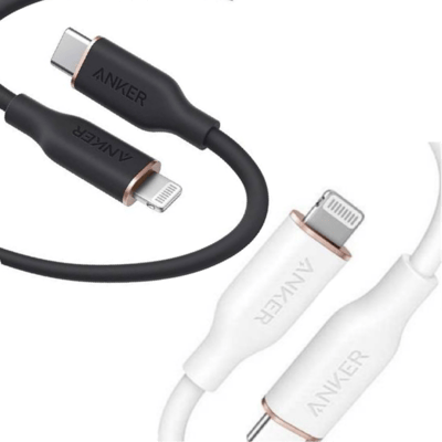  2 كيبل للايفون USB-C To Lightning يدعم تقنية الشحن السريع PD بطول 0.9 متر من انكر - ( أسود+ أبيض)