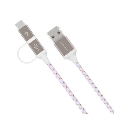 كيبل شحن زيرو 2 في 1  Type-C و Micro بطول 1 م  من موماكس - ذهبي