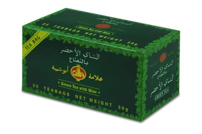 شاي ابوشيبة اخضر بالنعناع ظروف 25 كيس