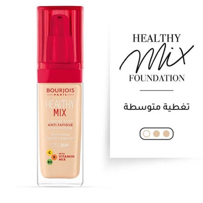 فاونديشن هيلثي ميكس برجوا لون وردي عاجي لمكافحة علامات التعب 50 من (BOURJOIS PARIS ) - 30 مل