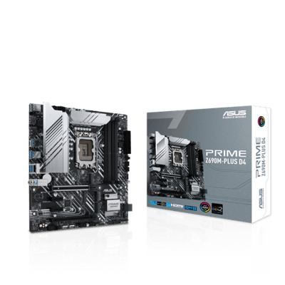 MB ASUS PRIME Z690 (LGA 1700) mATX motherboard with PCIe 5.0, DDR4, HDMI, DisplayPort, Intel 1 Gb Ethernet, Thunderbolt™ 4 header and Aura Sync RGB lighting