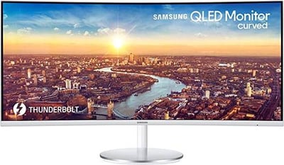 سامسونج ‎‎LED شاشة كمبيوتر منحنية 34 بوصه UWQHD فائقة الاتساع, معدل التحديث 100 هيرتز سرعة الاستجابة 4 ملي ثانية, AMD FreeSync, ابيض