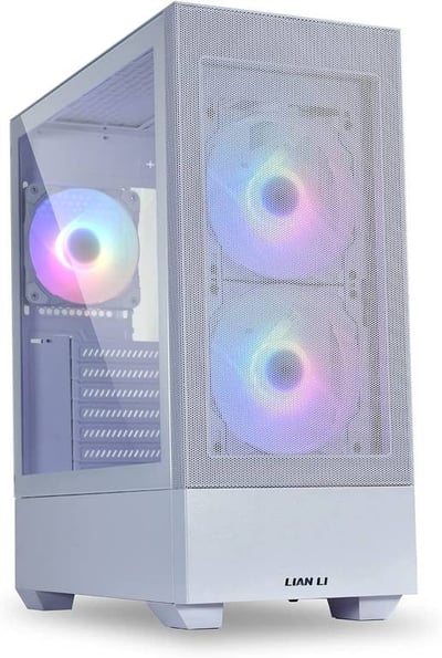  صندوق LIAN LI Mesh Airflow ATX PC Case Gaming Computer Case Mid-Tower Chassis with 3 ARGB PWM Fans Pre-Installed, Mesh Front Panel, Tempered Glass Side Panel,(LANCOOL 205 MESH, White)