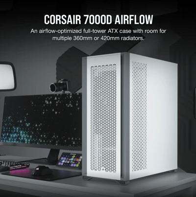 كورسير | صندوق الكمبيوتر| 7000D AIRFLOW Full-Tower ATX PC Case — ابيض
