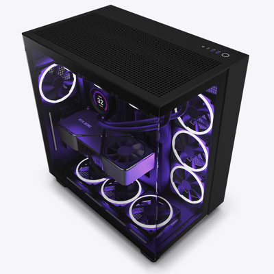  H9 Flow  Dual-Chamber Mid-Tower Airflow Case صندوق  أسود