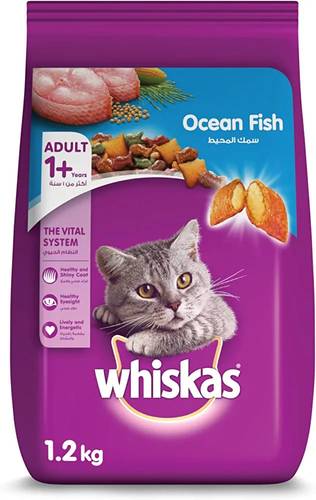 طعام جاف للقطط البالغة سمك المحيط - ويسكاس  1.2 كيلو